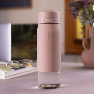 WESSPER - szklana butelka filtrująca różowa