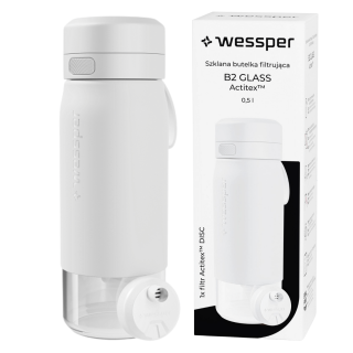 WESSPER - szklana butelka filtrująca biała