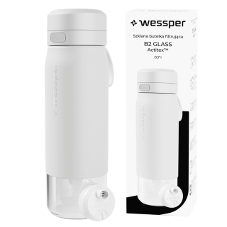 WESSPER - szklana butelka filtrująca biała