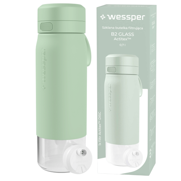 WESSPER - szklana butelka filtrująca miętowa