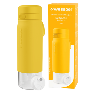 WESSPER - szklana butelka filtrująca żółta