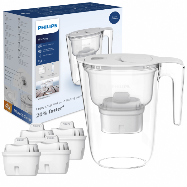 PHILIPS dzbanek filtrujący wodę AWP2933WHT4/10, wkłady 1+3 w zestawie