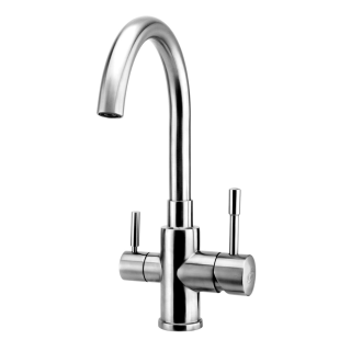 Palmira Inox bateria trójdrożna (dwuobwodowa) z opcją wody filtrowanej. Kran z podłączeniem filtra wody.