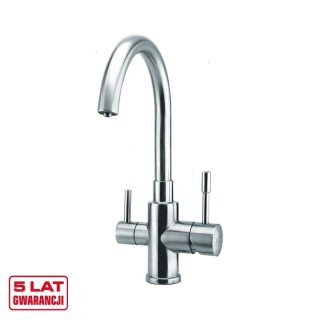 Palmira Inox bateria trójdrożna (dwuobwodowa) z opcją wody filtrowanej. Kran z podłączeniem filtra wody.