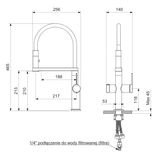bateria trójdrożna katania miedź z czarną wylewką