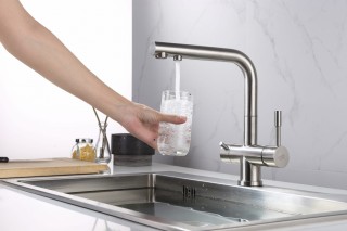 Zara inox bateria trójdrożna. Kran z możliwością podpięcia wody filtrowanej (bateria dwuobwodowa).