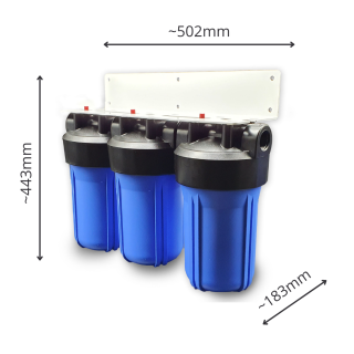 Zestaw filtrów na cały dom. Trzy korpusy BB-10 cali + stelaż montażowy. Klucz serwisowy gratis!